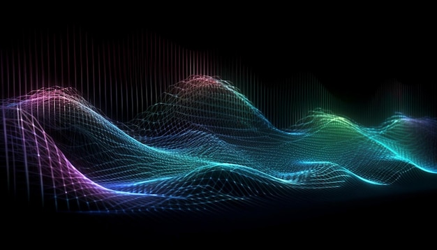 Free photo multi colored sine waves in geometric grid pattern generated by ai