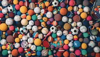 Free photo multi colored spheres of sport balls galore outdoors generated by ai