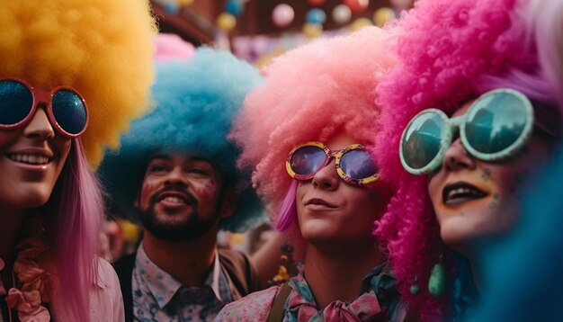 Free photo multi ethnic group enjoying music festival outdoors generated by ai