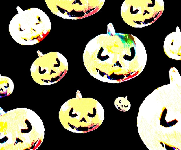 Free photo multicolor scary pumpkins pattern