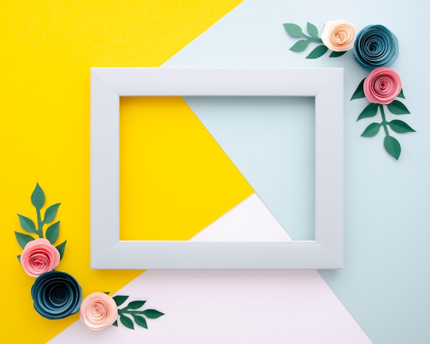 Multicolored background with floral frame