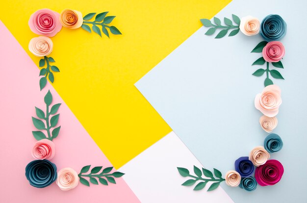 Multicolored background with flowers frame