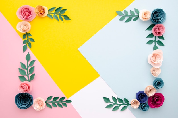 Multicolored background with flowers frame