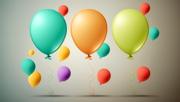 Free photo multicolored balloons happy festive background generative ai