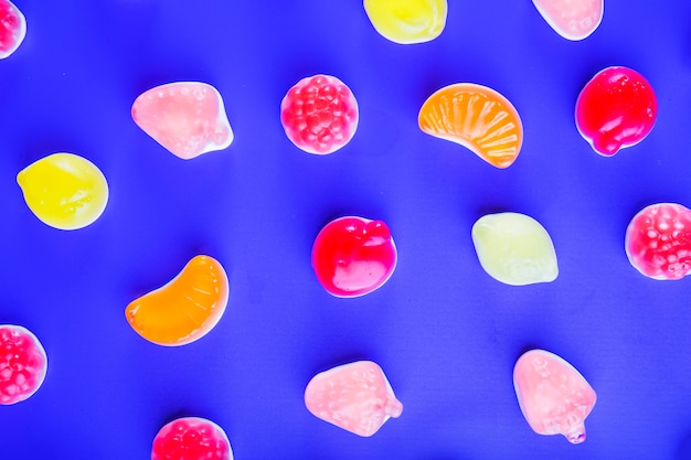 Free photo multicolored jelly fruits