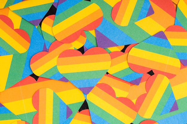 Multicolored lgbt hearts wallpaper Free Photo