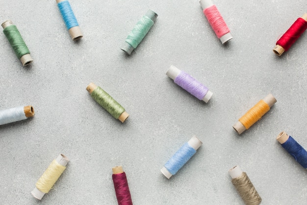 Multicoloured sewing threads background