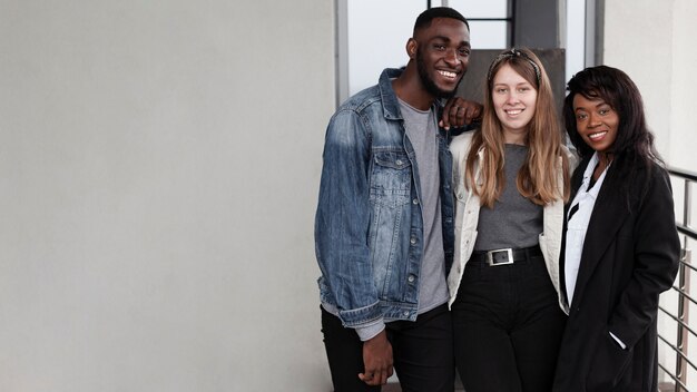 Free Photo multicultural friends with copy space