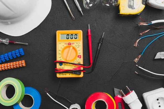 Multimeter placed in tools