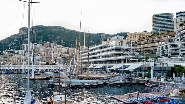 Multiple moored boats and yachts in Monaco