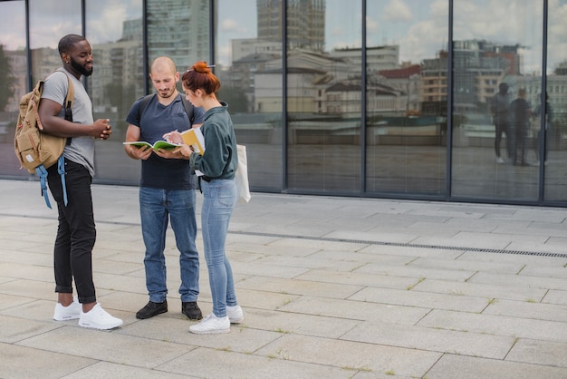 Multiracial men and woman with documents