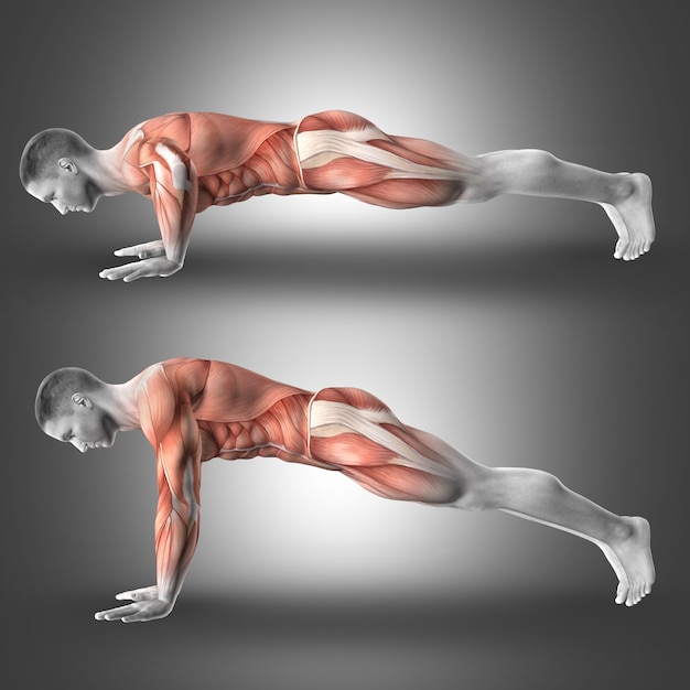 Muscular man oing pushups