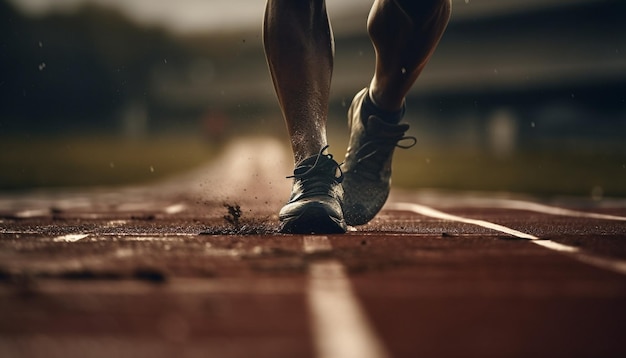 Free photo muscular men jogging outdoors in sports clothing generated by ai