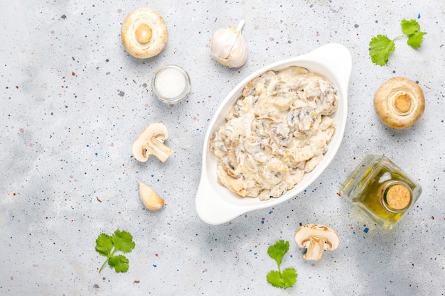 Mushroom cream sauce.