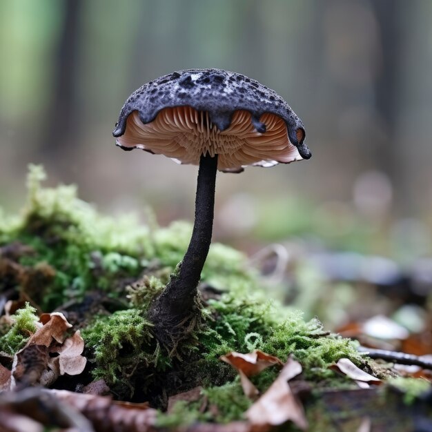 苔に囲まれたキノコ