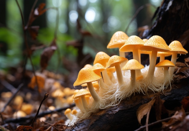 Free photo mushrooms growing  in forest