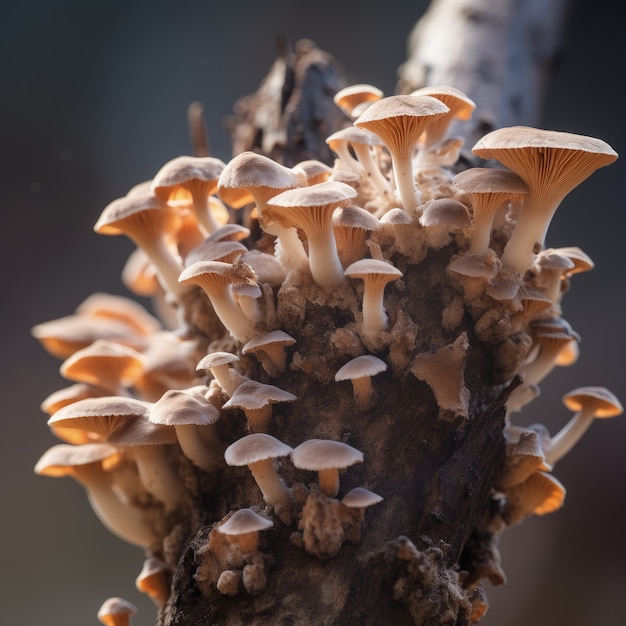 Free photo mushrooms growing  in forest