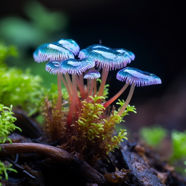 Free photo mushrooms growing  in forest