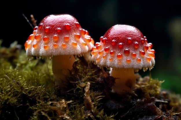 Free photo mushrooms growing  in forest