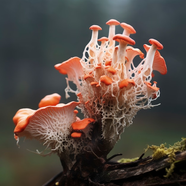 Free photo mushrooms growing  in forest