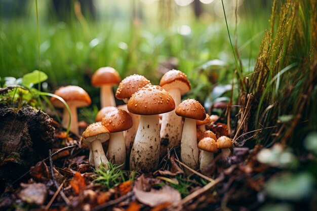 Mushrooms growing in forest