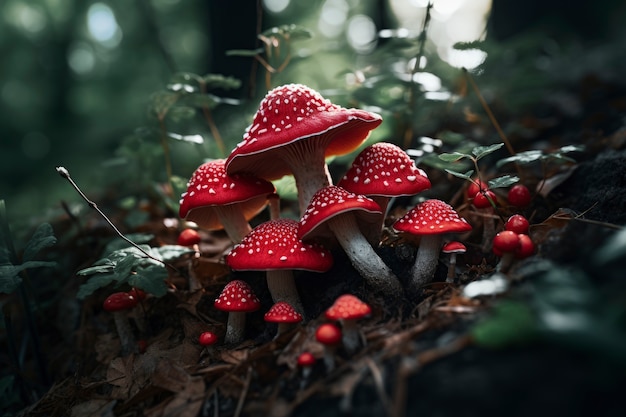 Free photo mushrooms growing in forest