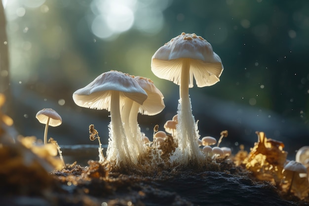 Free photo mushrooms growing in forest