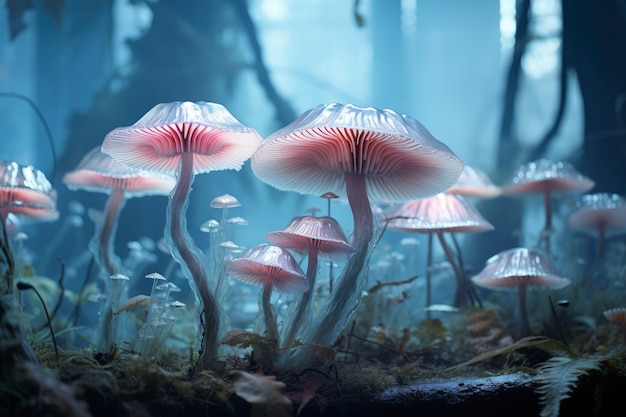 Mushrooms growing in forest