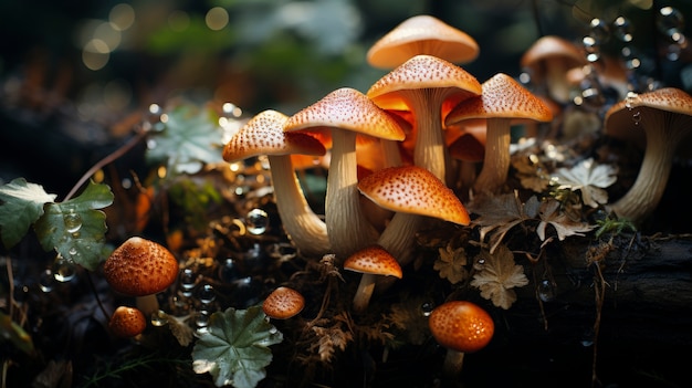 Free photo mushrooms growing in forest