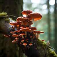 Free photo mushrooms growing in forest