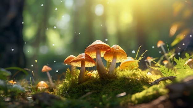 Mushrooms growing in forest