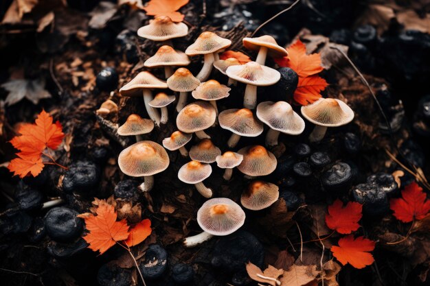 Mushrooms growing in forest