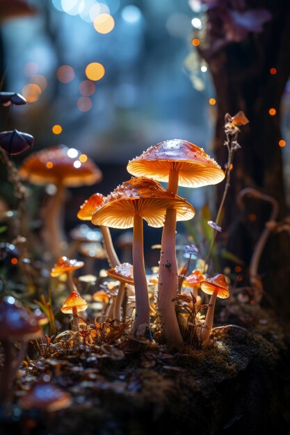 Mushrooms growing in forest