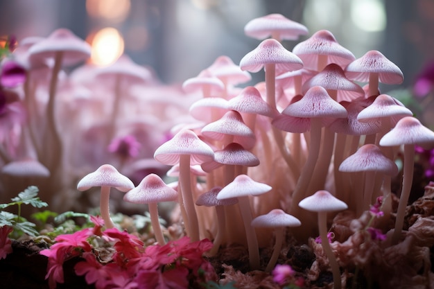 Free photo mushrooms growing in forest