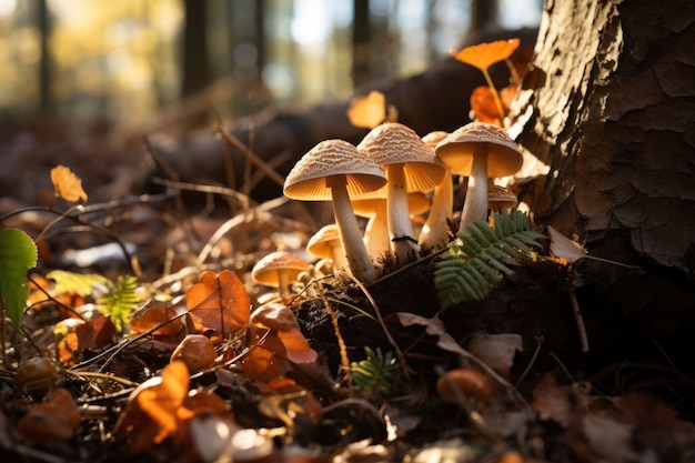Mushrooms growing in natural forest