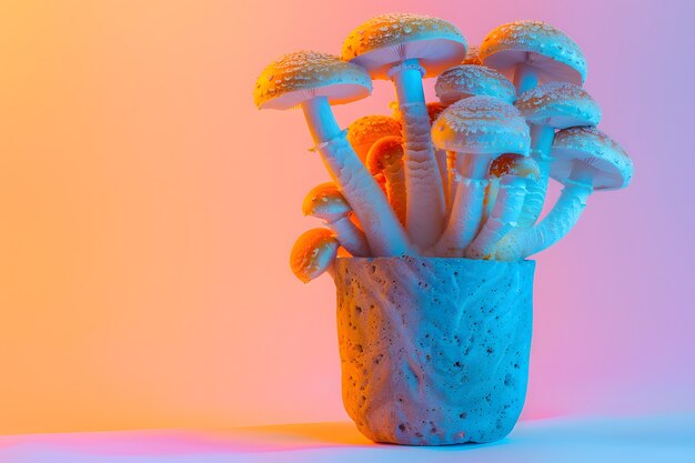 강렬 한 밝은 색 의 빛 으로 볼 수 있는 버섯