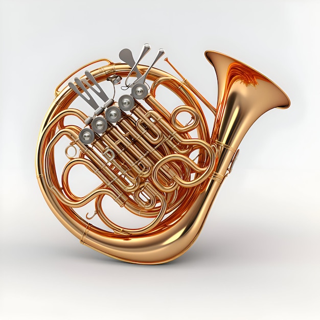Музыкальный инструмент французский рог 3D-илюстрация