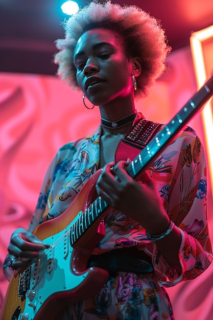 Musician playing the electric guitar