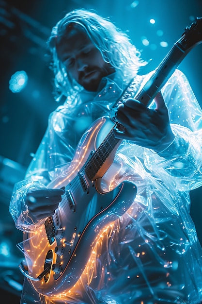 Free photo musician playing the electric guitar