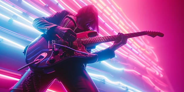 Free photo musician playing the electric guitar