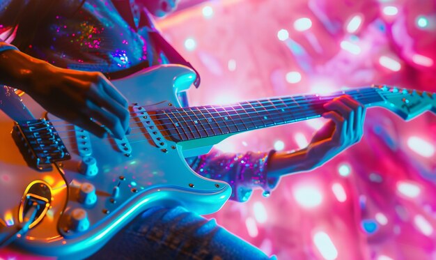 Free photo musician playing the electric guitar