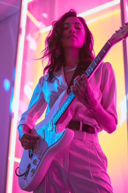 Free photo musician playing the electric guitar