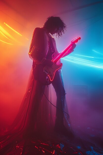 musician playing the electric guitar