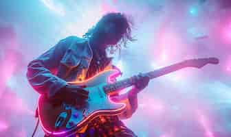 Free photo musician playing the electric guitar