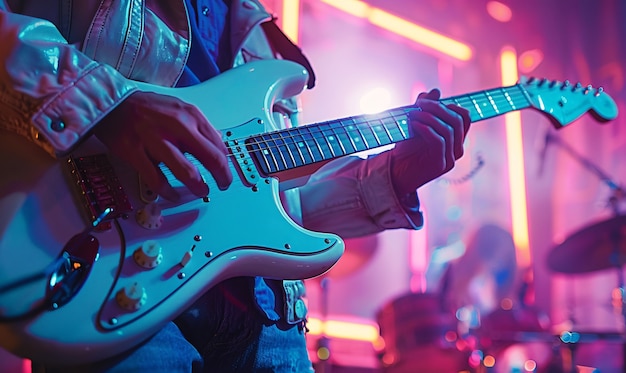 Бесплатное фото Музыкант, играющий на электрической гитаре