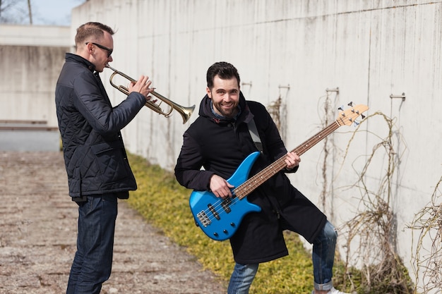 Musicians playing outside