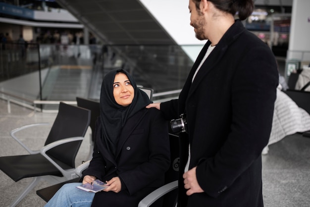 Muslim couple traveling together