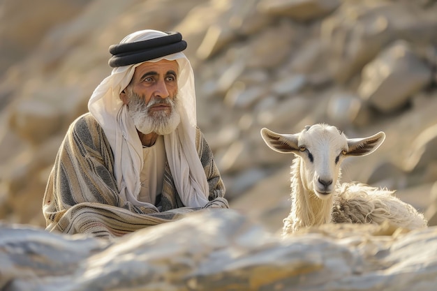 Foto gratuita muslim people with photorealistic animals prepared for the eid al-adha offering