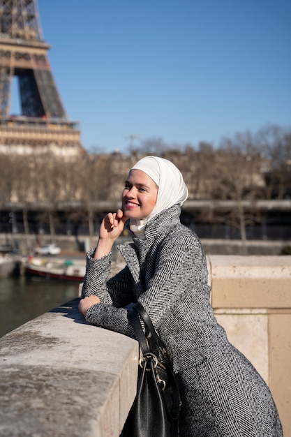 Muslim woman traveling in paris