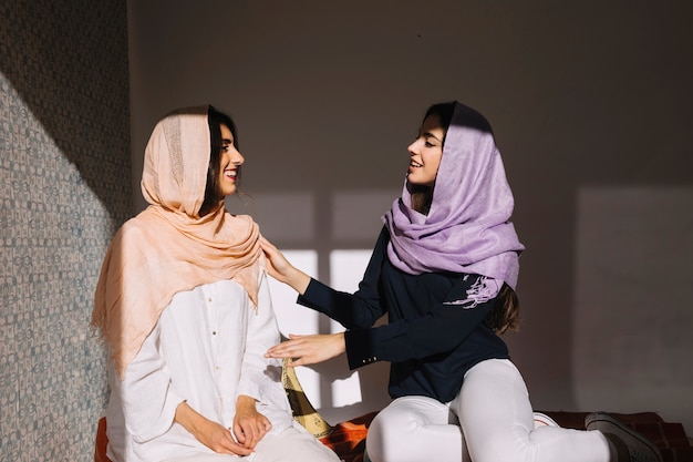 Muslim women talking